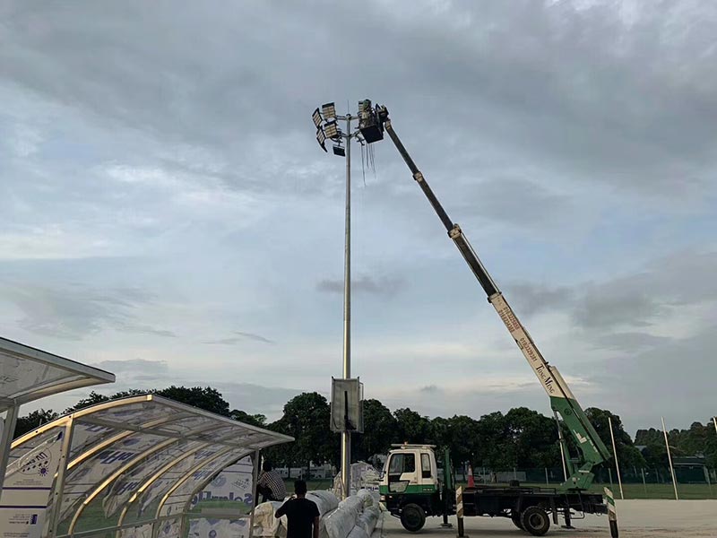 high mast led flood light installation